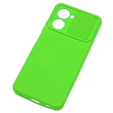 Чехол накладка для Realme C33, силикон, бархат, со шторкой для защиты задней камеры, цвет ярко зеленый