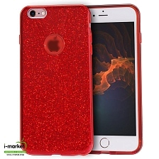 Чехол накладка Shine для APPLE iPhone 5G, 5S, SE, силикон, блестки, цвет красный