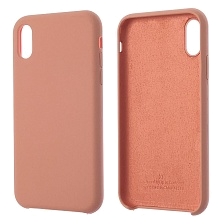 Чехол накладка Silicon Case для APPLE iPhone XR, силикон, бархат, цвет розово оранжевый Чехол накладка Silicon Case для APPLE iPhone XR, силикон, бархат, цвет розово оранжевый