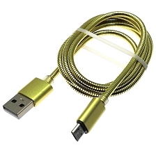 Кабель Micro USB M2, металлический, длина 1 метр, цвет золотистый
