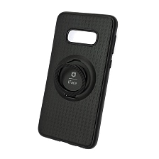 Чехол накладка iFace для SAMSUNG Galaxy S10e (SM-G970), силикон, кольцо держатель, цвет черный.
