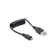 USB Дата-кабель витой (спиральный) USB 2.0 A-папа / Micro USB B-папа, 0.6 метра, цвет чёрный. USB Дата-кабель витой (спиральный) USB 2.0 A-папа / Micro USB B-папа, 0.6 метра, цвет чёрный.