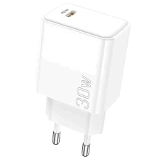 СЗУ (Сетевое зарядное устройство) BOROFONE BA77A, 30W, 1 USB Type C, PD30W, QC3.0, цвет белый