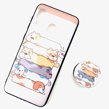 Чехол накладка для SAMSUNG Galaxy A30 (SM-A305), силикон, с поп сокетом, рисунок Собаки.