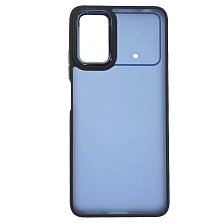 Чехол накладка для XIAOMI POCO X4, силикон, пластик, цвет окантовки темно синий