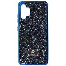 Чехол накладка Queen для SAMSUNG Galaxy A32 4G (SM-A325F), силикон, стразы, цвет синий Чехол накладка Queen для SAMSUNG Galaxy A32 4G (SM-A325F), силикон, стразы, цвет синий