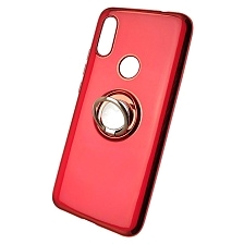 Чехол накладка для XIAOMI Redmi 7, силикон, кольцо держатель, цвет красный.
