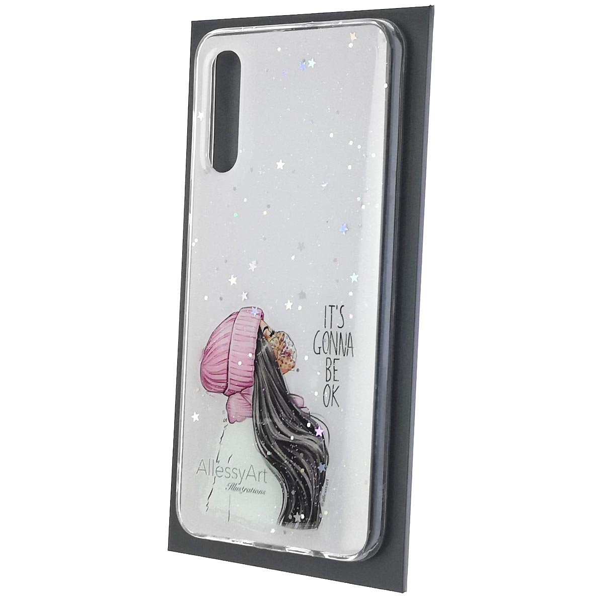 Чехол накладка Vinil для SAMSUNG Galaxy A50 (SM-A505), A30s (SM-A307), A50s (SM-A507), силикон, блестки, глянцевый, рисунок It's Gonna Be Ok