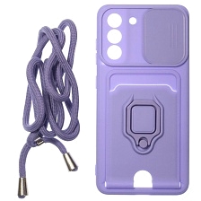 Чехол накладка MULTI FUNCTION 4 в 1 для SAMSUNG Galaxy S21 FE, цвет сиреневый