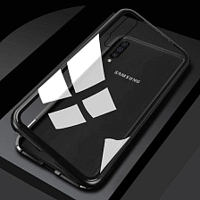 Магнитный чехол для SAMSUNG Galaxy A50 2019 (SM-A505) / A30s 2019 (SM-A307) / A50s 2019 (SM-A507), закаленное стекло, металл, цвет черный/прозрачный.