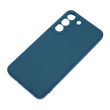 Чехол накладка для SAMSUNG Galaxy S22, силикон, бархат, цвет темно синий