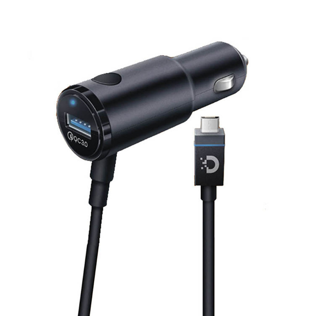 АЗУ (Автомобильное зарядное устройство) DREAM DRM-SM04 со встроенным кабелем Micro USB, 2.4A, 1 USB, длина 1.2 метра, цвет черный