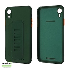 Чехол накладка LADDER NANO для APPLE iPhone XR, силикон, держатель, цвет темно зеленый