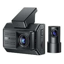 Автомобильный видеорегистратор YESIDO KM15, 4K, 1080P, Wi-Fi, две камеры, карта памяти, цвет черный (распродажа -30%)