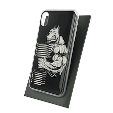 Чехол накладка для APPLE iPhone XS MAX, силикон, рисунок Собака с гантелей.