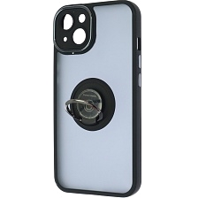 Чехол накладка KING для APPLE iPhone 13 (6.1"), силикон, пластик, кольцо держатель, защита камеры, цвет окантовки черный