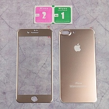 Защитное стекло iPhone 7/8 алюминиевое золото, переднее + заднее.