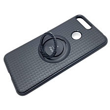 Чехол накладка iFace для HUAWEI Honor 7A Pro, Honor 7C, Y6 2018, Y6 Prime, силикон, кольцо держатель, цвет черный