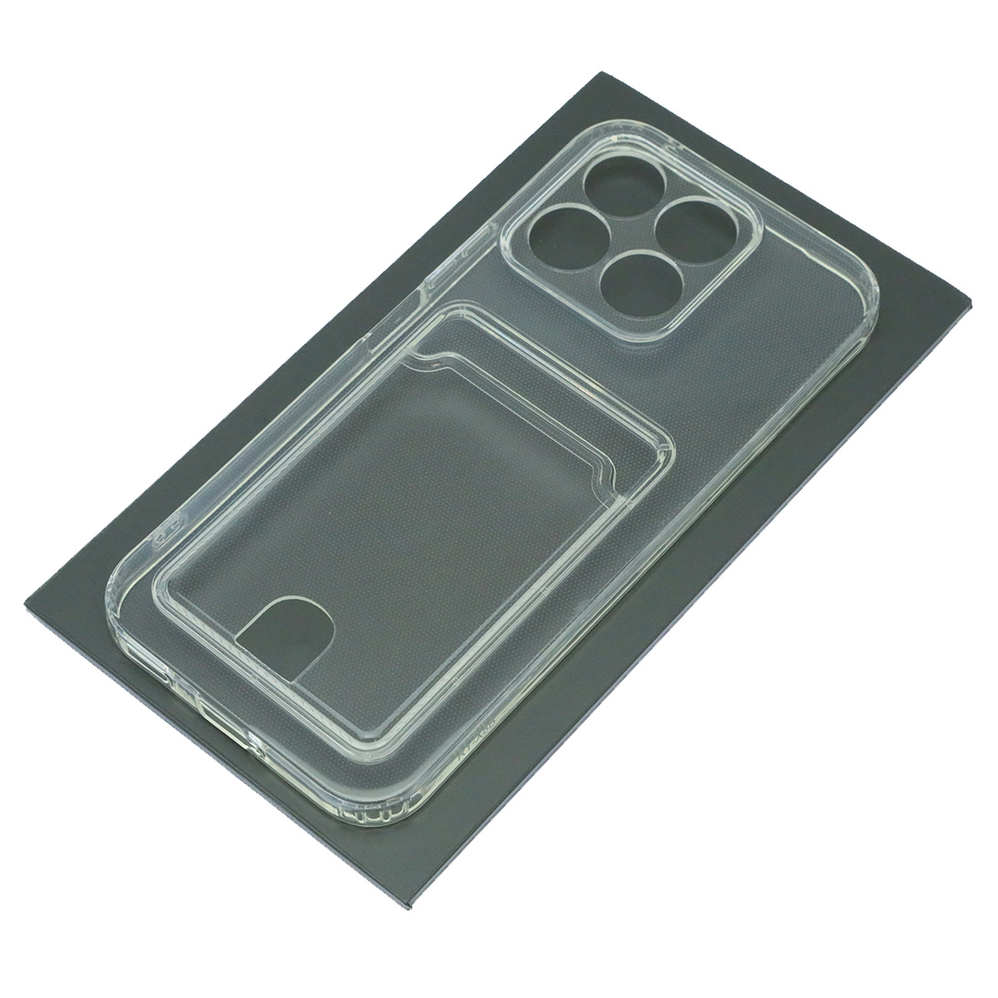 Чехол накладка CARD CASE для Honor X8b, Honor X8c, защита камеры, силикон, отдел для карт, цвет прозрачный