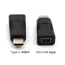 Адаптер, переходник с Mini USB на Type-C, цвет черный
