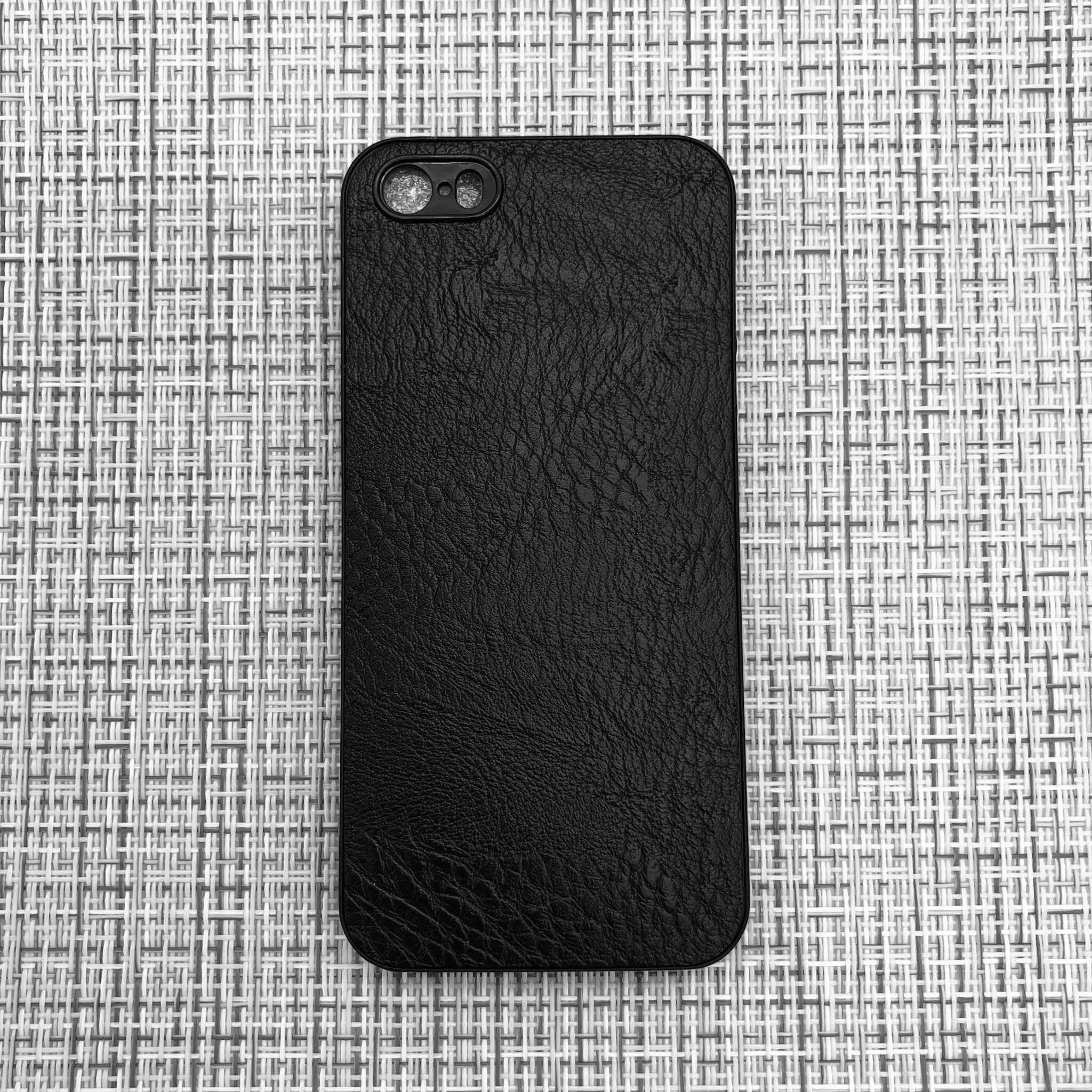 Чехол накладка для APPLE iPhone 5, 5S, SE, силикон, под кожу, цвет черный.