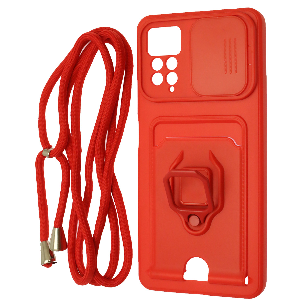 Чехол накладка MULTI FUNCTION 4 в 1 для XIAOMI Redmi Note 11 Pro, Redmi Note 11 Pro 5G, цвет красный