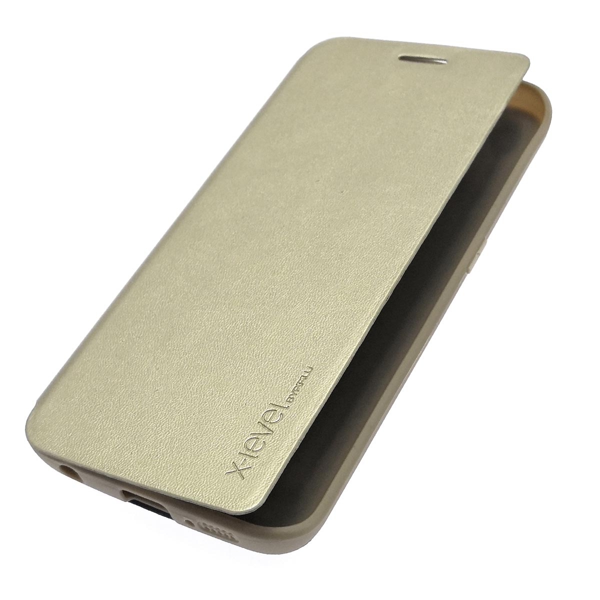 Чехол книжка X-Level для SAMSUNG Galaxy S6 Edge Plus (SM-G925), экокожа, цвет золотистый