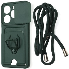 Чехол накладка MULTI FUNCTION 4 в 1 для INFINIX Hot 40i, INFINIX Smart 8, SMART 8 Plus, SMART 8 Pro, цвет темно зеленый