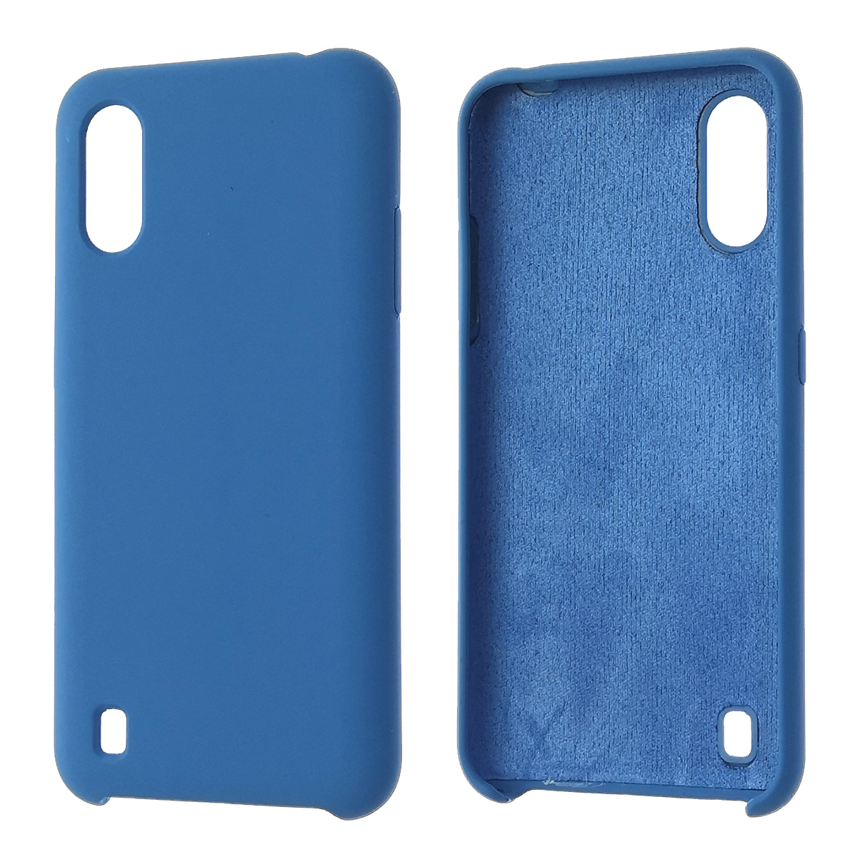 Чехол накладка Silicon Cover для SAMSUNG Galaxy A01 (SM-A015), силикон, бархат, цвет джинсовый Чехол накладка Silicon Cover для SAMSUNG Galaxy A01 (SM-A015), силикон, бархат, цвет джинсовый
