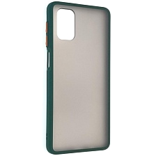 Чехол накладка SKIN SHELL для SAMSUNG Galaxy M51 (SM-515), силикон, пластик, цвет окантовки темно зеленый