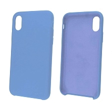 Чехол накладка Silicon Case для APPLE iPhone X, XS, силикон, бархат, цвет джинсовый