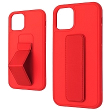 Чехол накладка STAND для APPLE iPhone 11 Pro, подставка, магнит, экокожа, цвет красный