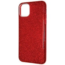 Чехол накладка Shine для APPLE iPhone 11 Pro Max 2019, силикон, блестки, цвет красный.