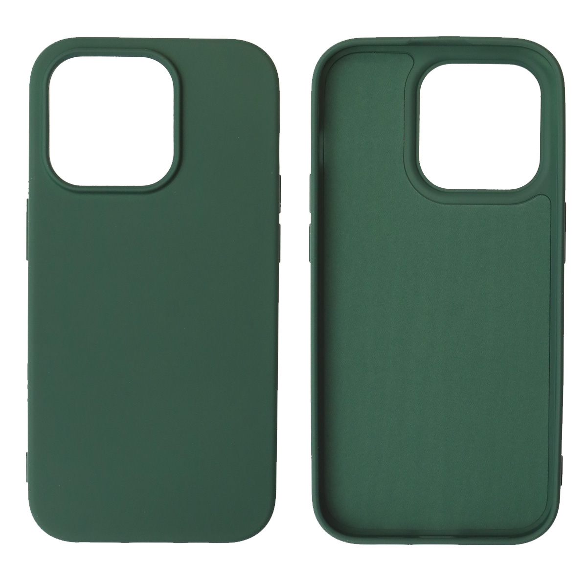Чехол накладка NANO для iPhone 14 Pro, силикон, бархат, цвет темно зеленый