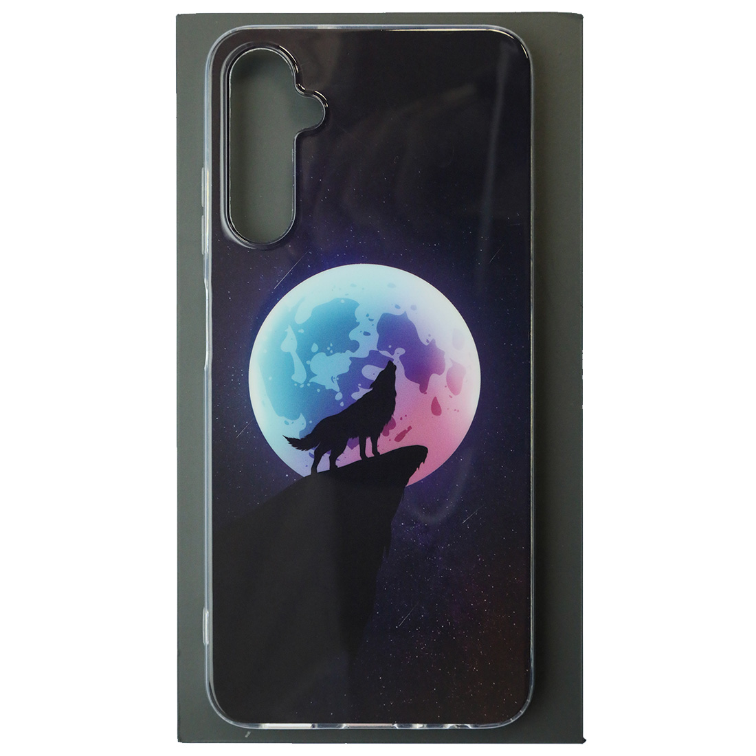 Чехол накладка для SAMSUNG Galaxy A05s, силикон, глянцевый, рисунок Волк воет на луну