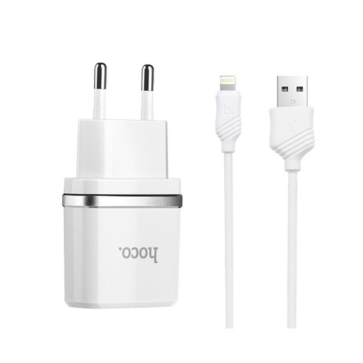 СЗУ (Сетевое зарядное устройство) HOCO C11 Single с кабелем Lightning 8 pin, 1A, 1 USB, длина 1 метр, цвет белый | Последняя цена