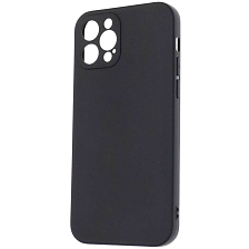 Чехол накладка для APPLE iPhone 12 Pro, силикон, защита камеры, цвет черный