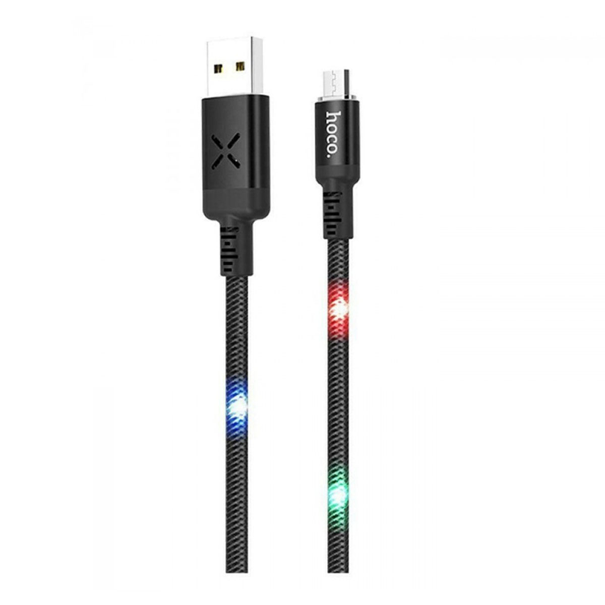Кабель Micro USB, HOCO U63 Spirit, LED подсветка от звука, 1.2 метра, цвет черный
