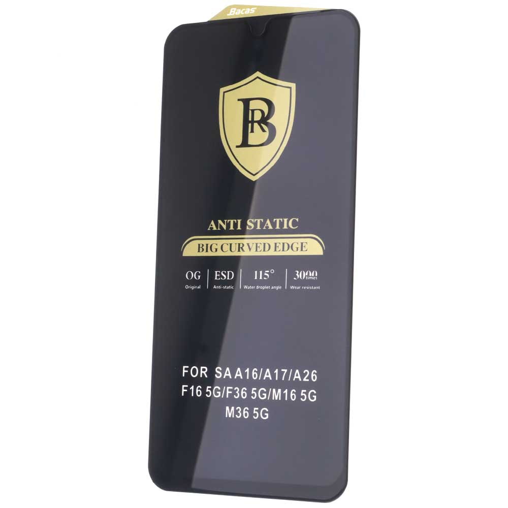 Защитное антистатическое стекло BACAS OG ESD QC F004 4/23 для SAMSUNG Galaxy A16, Galaxy A26, Galaxy A17, Galaxy M16, цвет окантовки черный