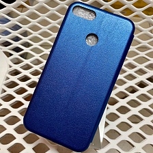 Чехол книжка для HUAWEI Y9 2018, Y9 PRO, экокожа, визитница, цвет синий.