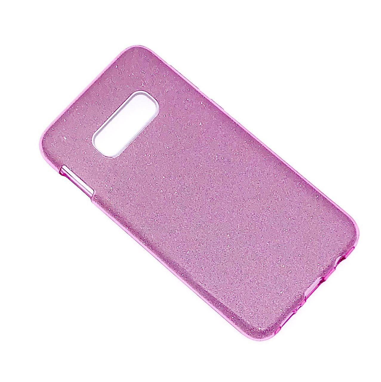 Чехол накладка Shine для SAMSUNG Galaxy S10e (SM-G970), силикон, блестки, цвет фиолетовый.