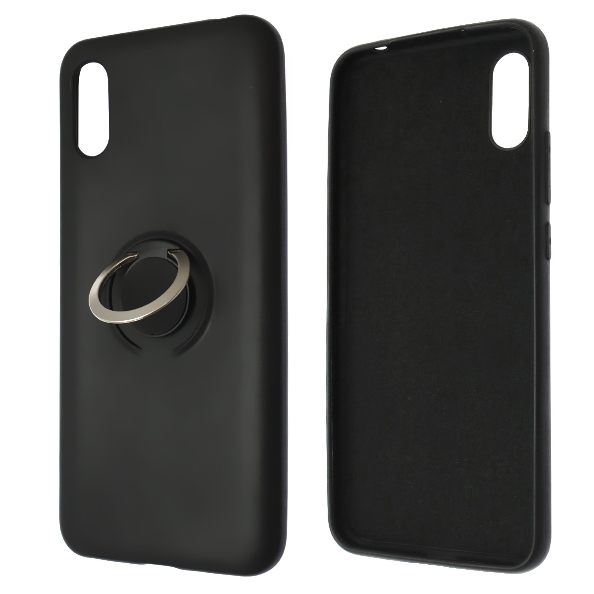 Чехол накладка RING для XIAOMI Redmi 9A, силикон, кольцо держатель, цвет черный Чехол накладка RING для XIAOMI Redmi 9A, силикон, кольцо держатель, цвет черный