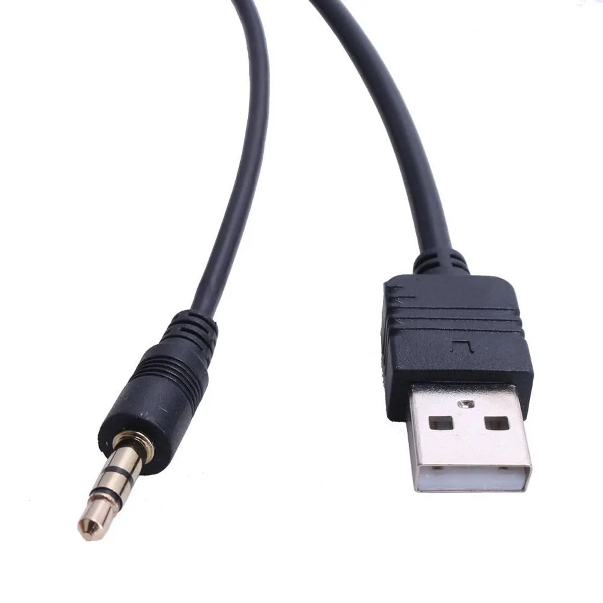 Кабель-переходник USB A на Jack 3.5 male AUX, длина 1.5 метра, цвет черный