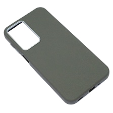 Чехол накладка для SAMSUNG Galaxy A16, силикон, пластик, текстура кожи, бархат, цвет серый