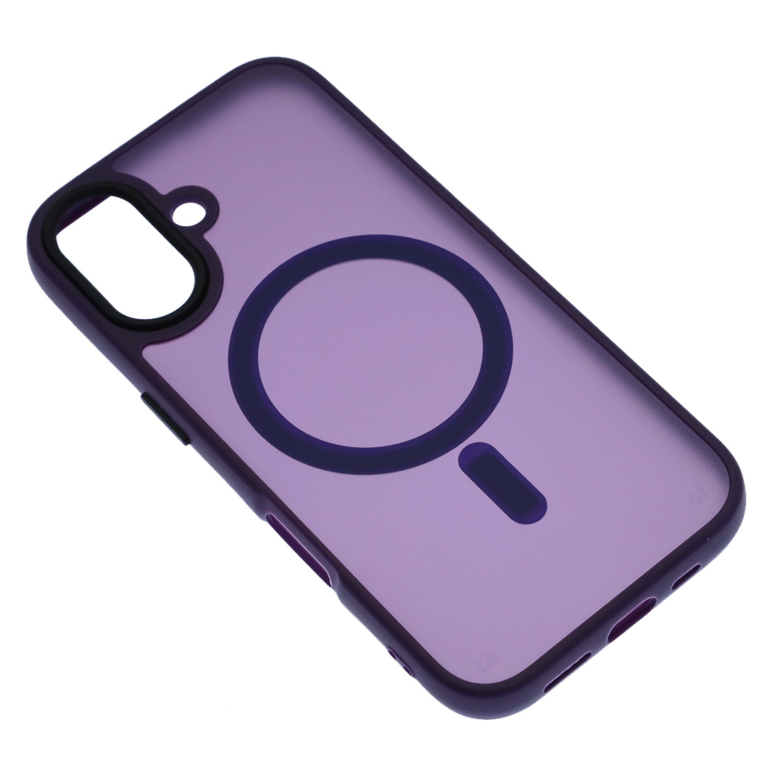 Чехол накладка FASHION CASE для APPLE iPhone 16, с поддержкой MagSafe, пластик матовый прозрачный, защита камеры, цвет окантовки фиолетовый