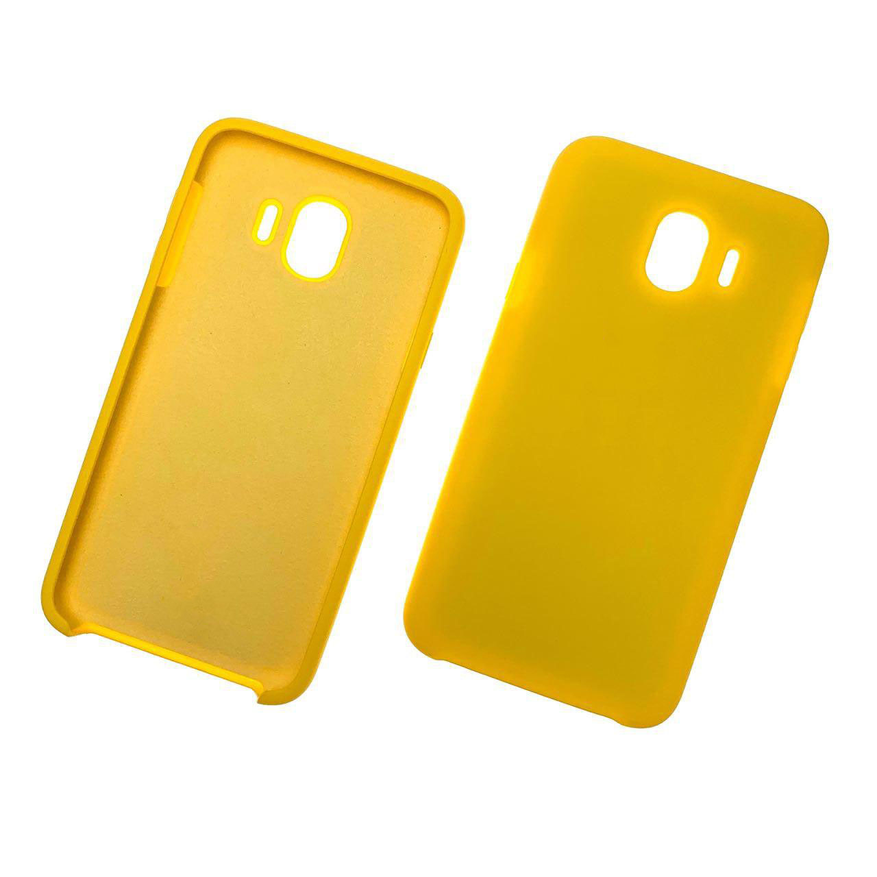 Чехол накладка Silicon Cover для SAMSUNG Galaxy J4 2018 (SM-J400), силикон, бархат, цвет желтый.