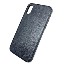 Чехол накладка для APPLE iPhone X, XS, силикон, под кожу, с логотипом, цвет черный.
