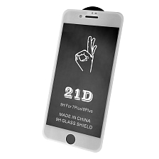 Защитное стекло 21D FULL GLUE BEST для APPLE iPhone 7, iPhone 8 Plus, цвет окантовки белый.