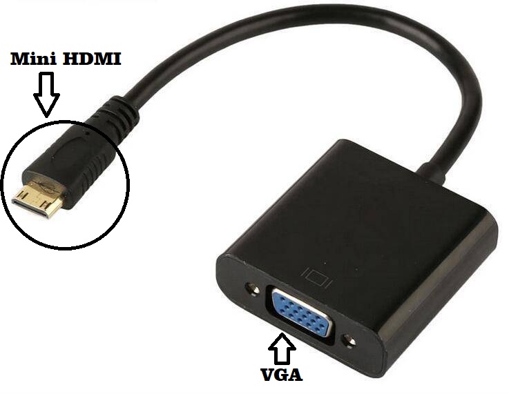 Адаптер H31 Mini HDMI-M на VGA-F, цвет черный