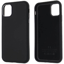 Чехол накладка для APPLE iPhone 11 (6.1"), силикон, пластик, текстура кожи, бархат, цвет черный Чехол накладка для APPLE iPhone 11 (6.1"), силикон, пластик, текстура кожи, бархат, цвет черный